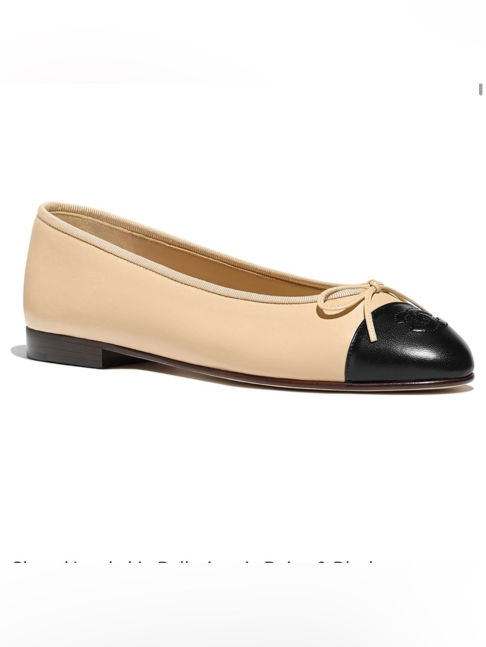Chanel Lambskin Ballerinas in Beige & Black - Picture 2 of 8